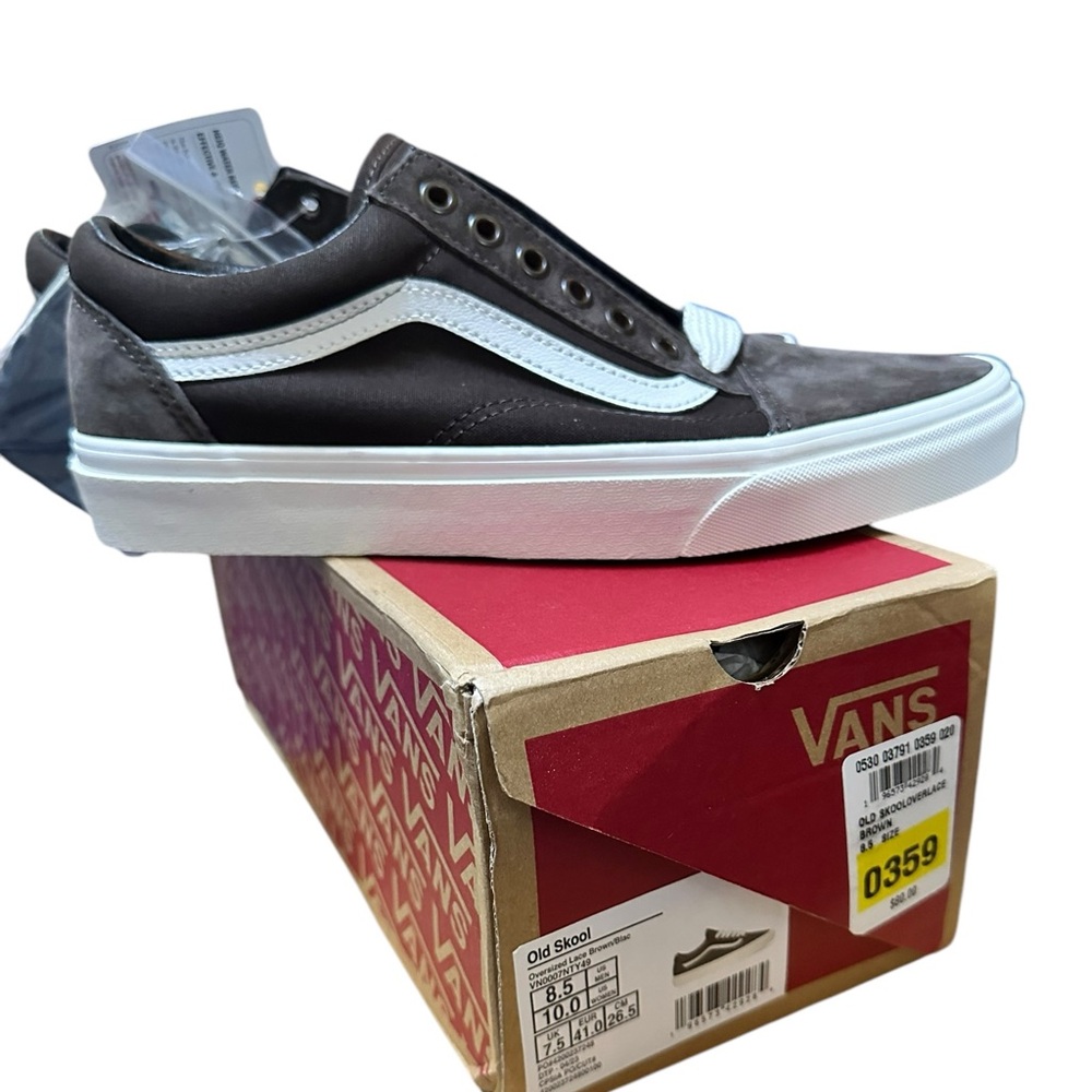 NIB NWT Vans OLD SKOOL OVERSIZED LACE Brown Suede Sneaker Shoe UNISEX M 8.5 W 10 - Picture 6 of 16